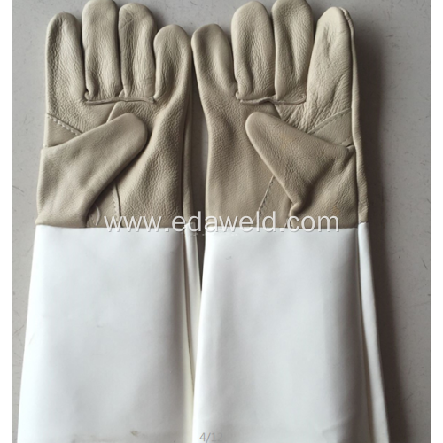 Gray Large Size Fireproof Leather Welding Gloves